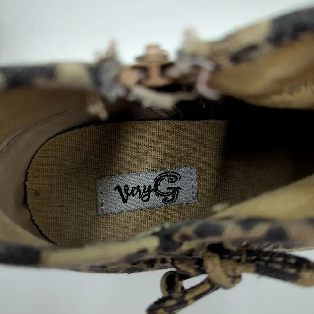 Very G 9.5 Leopard Canvas High-Top Sneakers, Tan/Black, Fair - Picture 4 of 5